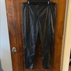 Nicole Miller Black Faux Leather Skinny Pants Size XL